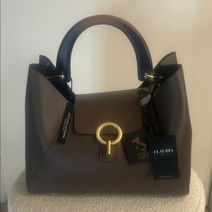Claudia Firenze Elegant Brown Satchel Crossbody Bag